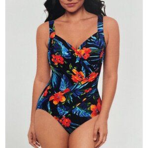 NEW Miraclesuit Miradonna Women's 10 Floral One-Piece Swimsuit Tropical